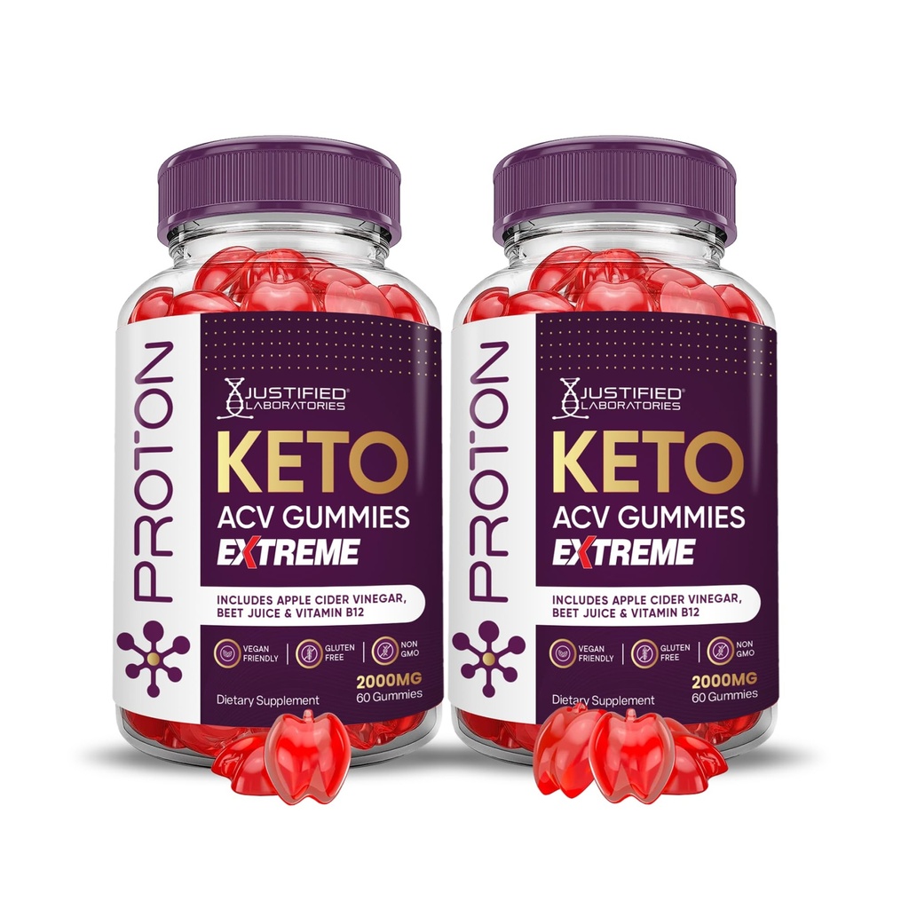 Justified Laboratories (2 Pack Proton Protein Keto ACV Gummies Extreme 2000MG Proton Keto Gummies Apple Cider Vinciate Formulated with Pomegranate Beet Juice Powder B12 Vegan Non GMO 120 Gummys