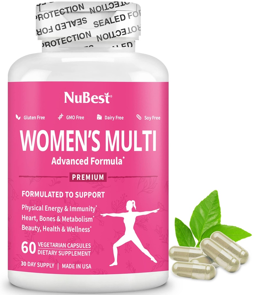 Multivitamin til kvinder med 39 vigtige næringsstoffer, essentielle vitaminer, mineraler, Horny Geat Weed, Maca, Wild Yam, Red Clover, Tranebær, Arginin, Herbal Supplements124; 60 Vegansk Kapsler 124; 1 Måned Supply