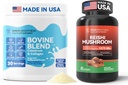 Bovin Colostrum & Collagen Pulver til Gut Sundhed, immunforsvar, hårvækst og skønhed supplement + Reishi Mushroom supplement med Cordyceps