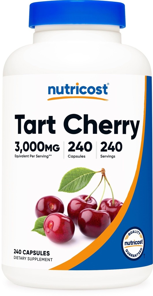 Nutricost Tart Cherry Extract 3000mg Ækvivalent (fra 300mg af 10: 1 Extract), 240 Vegetariske Kapsler - Gluten Free, Non- GMO