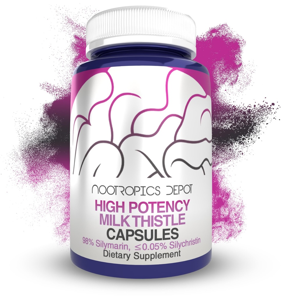 Nootropics Depot High Potency Milk Thistle Extract Kapsler 124; 200mg af Silymarins fra Silybum marianum