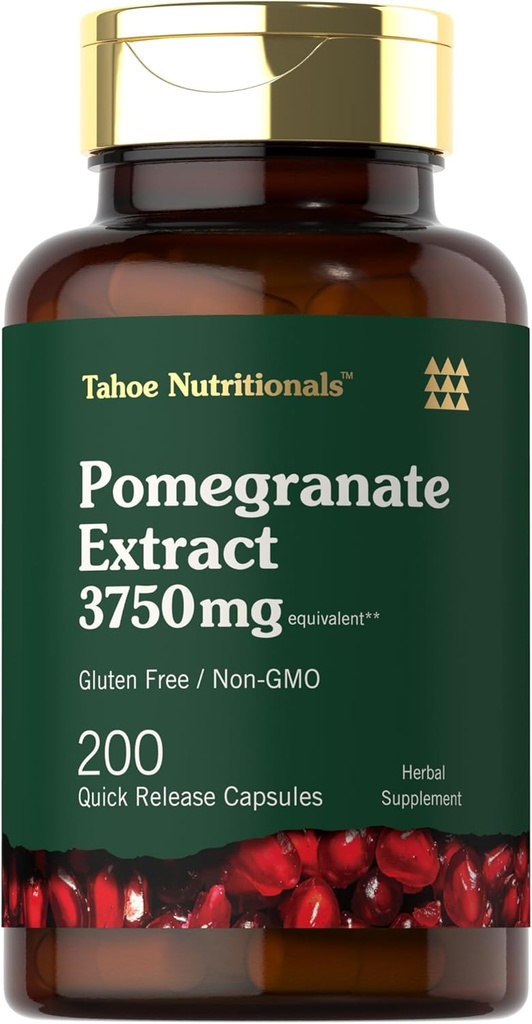 Tahoe Nutritionals Pomegranate Extract | 200 Capsules | 3750 mg | Non-GMO, Gluten Free Supplement