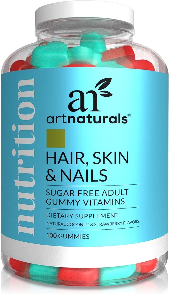 Artnaturals Hair Skin and Nails Gummies - (100 Gummies / 5,000mcg of Biotin) - Vitamins for Hair Growth, Loss and Regrowth, Gummy DHT Blocker Supplement - Hair Thinning Pills for Men and Wome