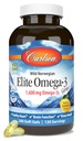 Carlson Elite Omega-3 Gems, 1600 mg Omega-3 med EPA & DHA, Lemon Flavor, 240 Softgels - Wild- Fanget norsk fiskeolie, bæredygtigt sourced