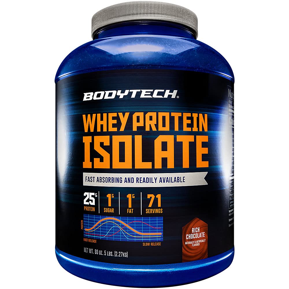 BODYTECH Whey Protein Isolate Powder - Rich Chocolate (5 Lbs. / 71 Servering)