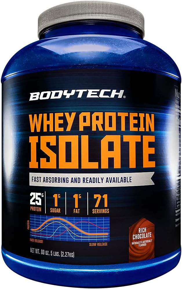 BODYTECH Whey Protein Isolate Powder - Rich Chocolate (5 Lbs. / 71 Servering)
