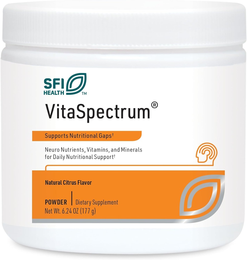 Klaire Labs SFI Health VitaSpectrum Powder for Kids - Daily Children's Multivitamin/Mineral with 23 Essential Nutrients - Citrus Flavor - No Copper, Iron, Gluten or Casein (30 Servings, 171 Grams)