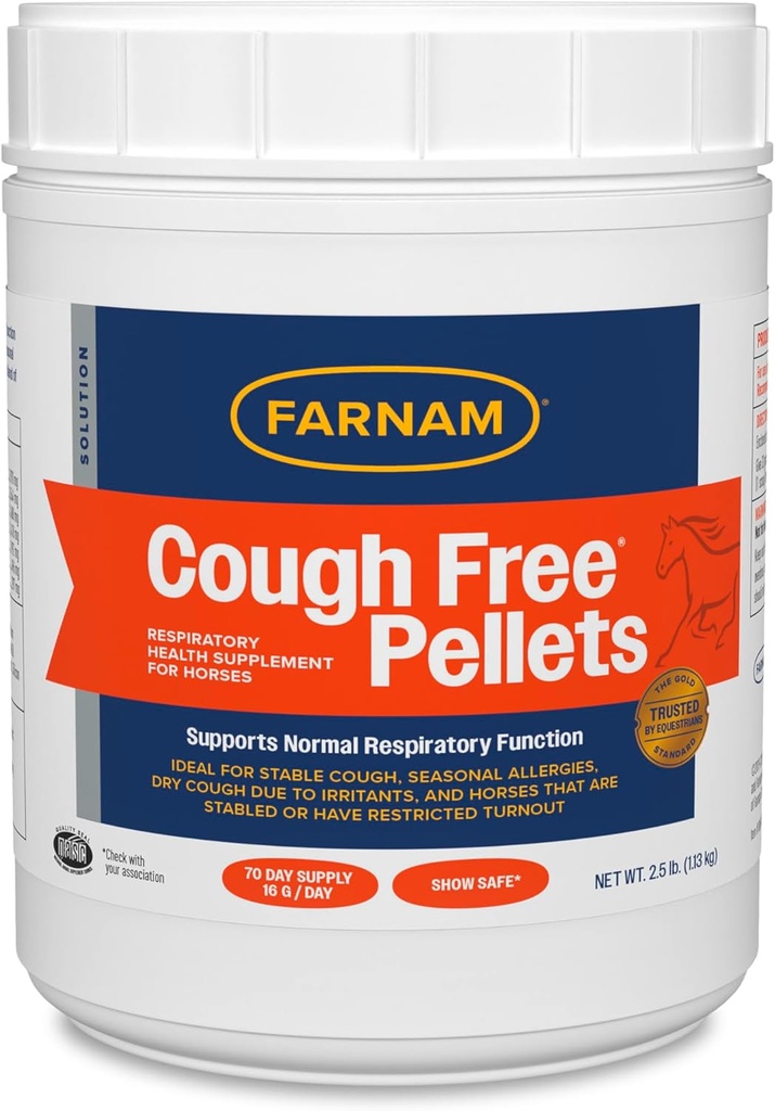 Farnam Hoste gratis Pellets Respiratoriske sundhed supplement til heste, Giver respiratorisk støtte til heste med sæsonbetinget allergi eller Stabil Host, 2,5 LB., 70 dages forsyning