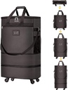 Kufferter med hjul Expandable Bagagepose Foldable Kuffert med 4 universalhjul Collapsible Rolling Travel Case (kaffe)