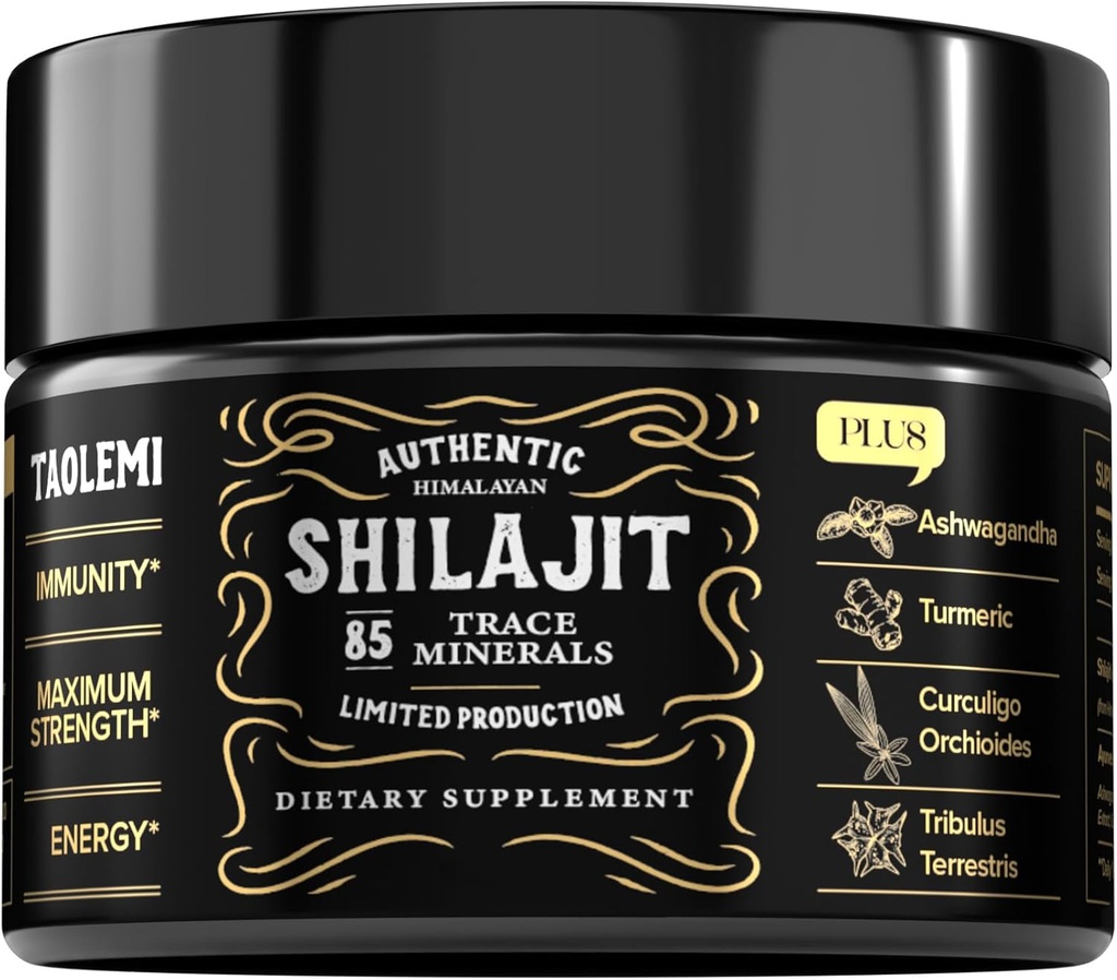 Shilajit Pure Himalayan Organic, 49g Jar Natural Shilajit Resin for Mænd & Kvinder, 85 + Trace Minerals & Fulvic Acid, Pure Himalayan Extract, Natural Energy and Vitality Enhancer, 62.5 Ser
