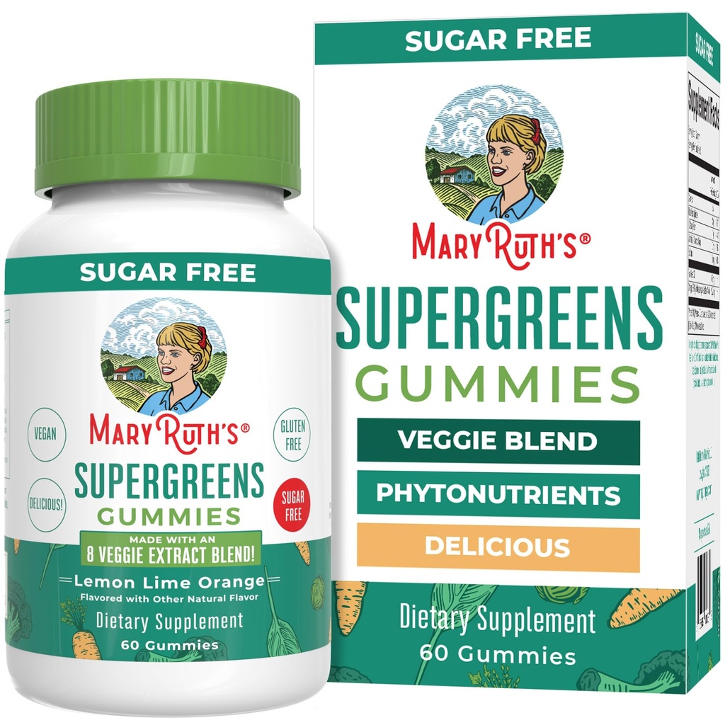 MaryRuth Organics Super Green Gummies Budding- 124; Naturligt-Occurring Quercetin for voksne og børn alder 4 + Budding- 124; Sukker Gratis Budding- 124; 2g Fiber Per Servering Budding- 124; Vegan Budding- 124; Ingen Gelatine Budding- 124; Pectinbaseret Budding- 124; 60 Grev - 124; 30 Servering