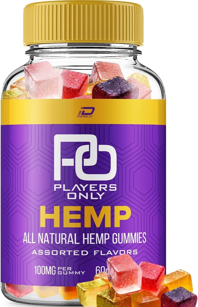 Spillere Kun Hamp Gummies - med Hamp Seed Extract PlayersOnly Hamp Gummies Tinnitus Herbal Supplement, Sundhed og Wellness Support, Alle naturlige spillere Kun Gummies (1 pakke - 60 Gummies)