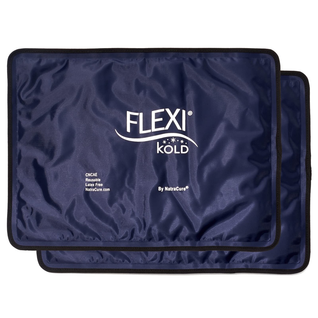 2 FlexiKold Gel Ice Packs (Standard Large: 10.5 "x 14.5") - Genanvendelig Cold Pack til skader, til Rygsmerter Relief, Migræne Relief Pad, Efter kirurgi, Postpartum, Hovedpine, Shoulder - 6300- COLD 2PK