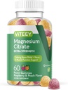 VITEEY Magnesium gummier til voksne - 170mg af Magnesium Citrate Gummy til ro, søvn, nerve & muskelfunktion Support - Vegan, Gluten Free - 60 Greve