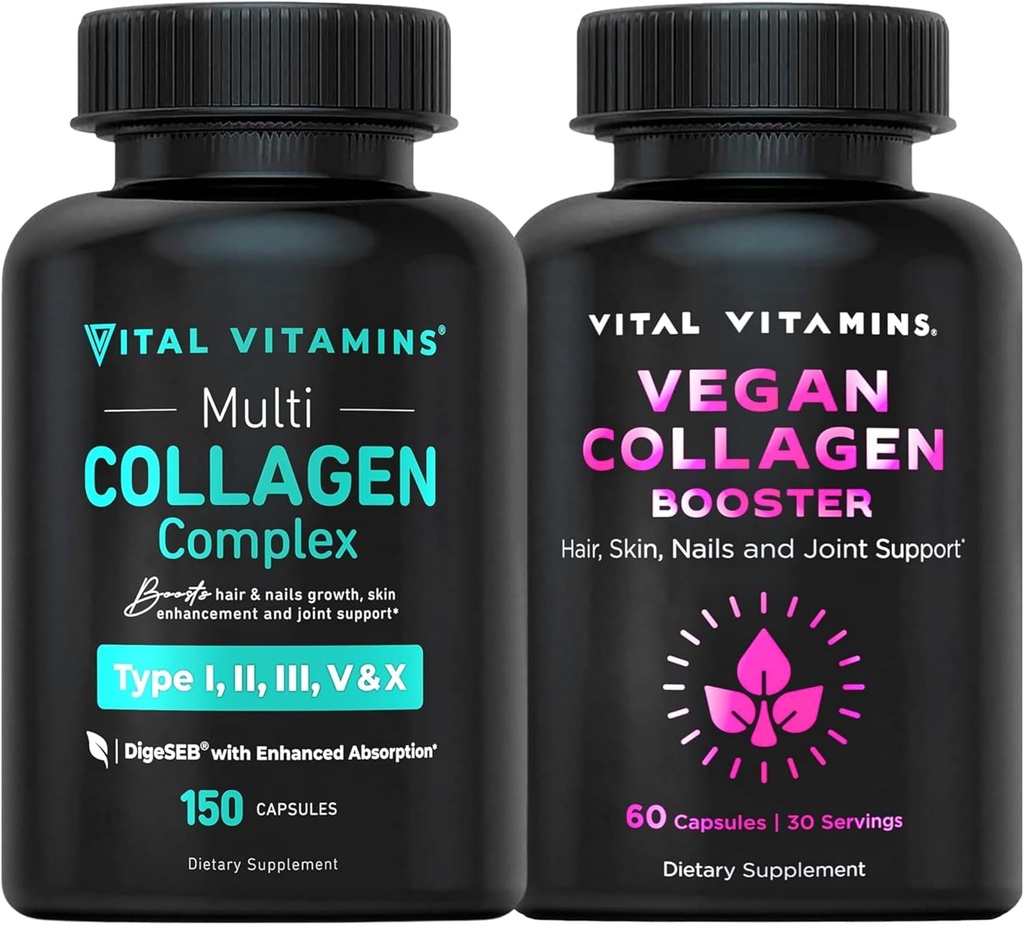 Vital Vitaminer Multi Collagen Pills (150 ct) + Vegan Collagen Booster (60 ct)