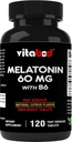 Melatonin 60 mg med vitamin B6 - 120 hurtige opløselige tabletter Extra - Strength Sleep Support - Drug- Free - Natural Citrus Flavor - Vegetar, Non- GMO, Gluten- Free
