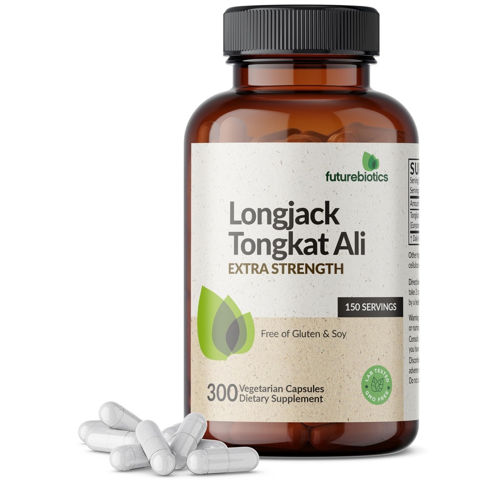 Futurebiotika Longjack Tongkat Ali Extra Strength Energy & Stamina Support - Non-GMO, 300 Vegetariske Kapsler