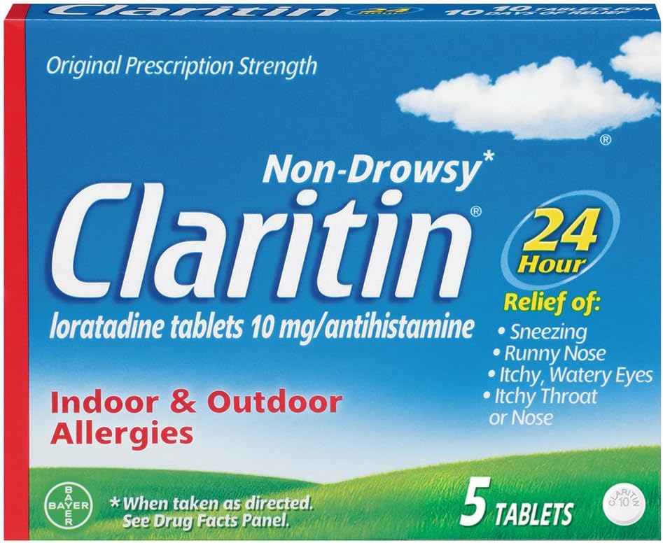 Claritin 24 timers ikke- Drowsy Allergi tabletter, 10 mg, 5 greve (708164)