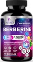 Berberine HCL 1200mg Supplement - Berberine HCI Capsules High Absorption Supplement for Heart Health & immunsupport, High Strength, Gluten- Free, Vegan, Non- GMO piller - 120 Veggie kapsler