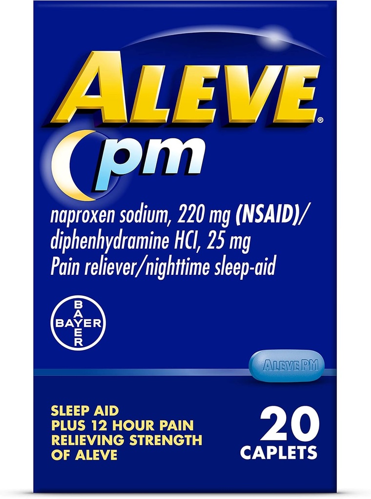 Aleve Pain Relief og Nighttime Sleep Aid Naproxen Natriumkapsler-20 Tælling