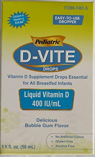 Pædiatriske D- Vite Liquid Vitamin D 400 IE / ml (50 ml) - Bubble Gum Flavor