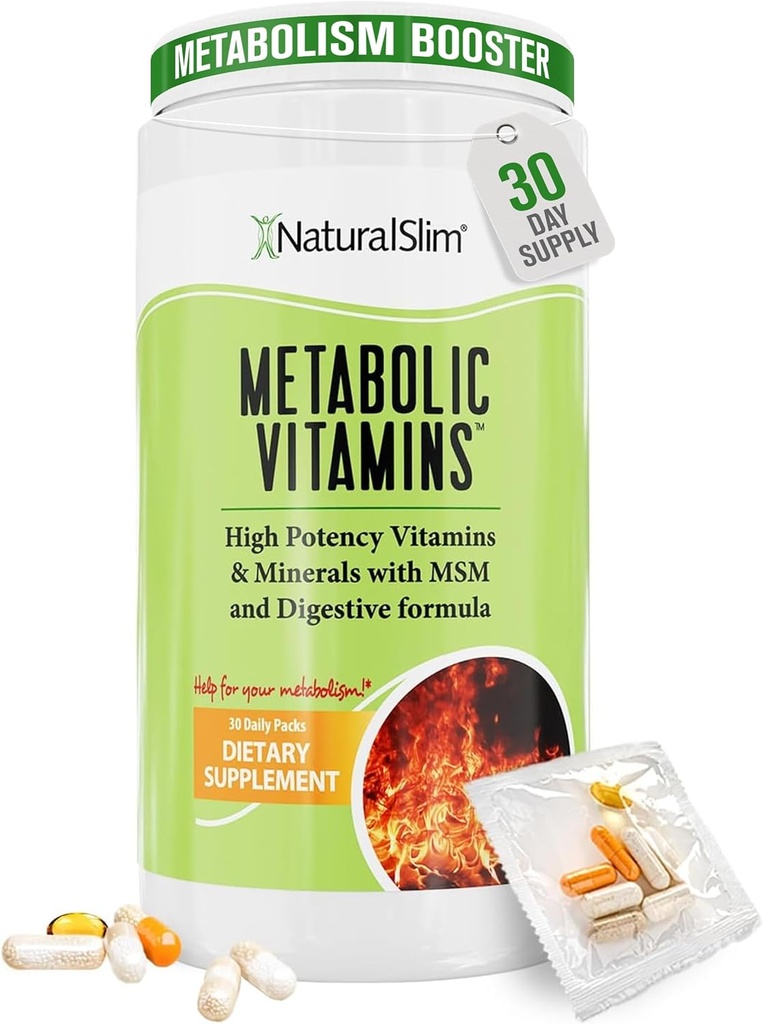NaturalSlim metaboliske vitaminer, Multivitamin til kvinder & mænd, understøtter energi, Metabolisme og ernæring Absorption med fordøjelsesenzymer, Kvinder Multivitamin med B- Complex & Niacin 1 Pack