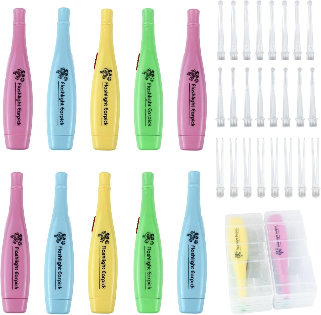 12 stykker Ear Wax Removal Tool med LED lys til rengøring Earwax Genanvendelige Ear Pick Tweezer Ear Cleaner for voksne og børn Ear Health Care