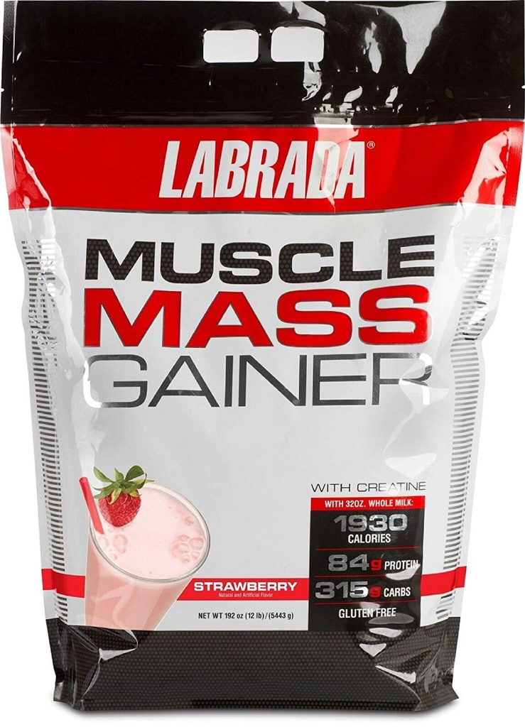 Labrada Nutrition Muscle Mass Gainer, Jordbær, 12 Pund