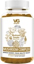VITA GLOBE Mushroom Complex Gummies - 250 mg med Reishi, Lion 's Mane, Chaga, Cordyceps & Mere Buddy 124; Dagligt supplement til immunforsvar, Energi & Brain Function Support - 60 Greve (pakke med 1)