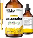Wild & Organic Astragalus Tincture - immunsupport supplement w / Astragalus Root Extract - Vegansk tincture for Immunity - Sugar & Alcohol- Free Drops - 4 fl oz