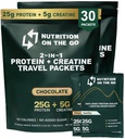 Nutrition On the Go Whey Protein Isolere pakker med Creatin - 25g Protein + 5g Creatin - Single-Serve Travel Protein Powder - Variety Pack (Vanilla & Chocolate) (30- Pack)