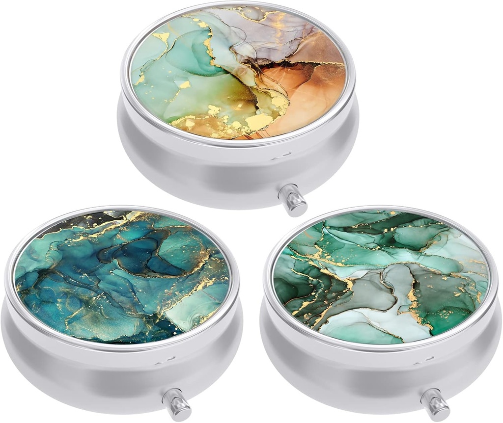 3 Pack Pill Box, Lille Pill sag for purse & Pocket, Cute Travel Medicine Organizer, Portable Medicine Container Holder til at holde vitaminer, Medicin, Fish Oil & Supplement, Ink Texture