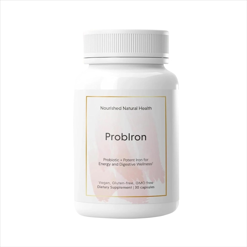 Nourised Natural Health PropoIron - Women 's Probiotic + Iron Supplement boostet med C-vitamin og kobber - Vegan Formel for energi og fordøjelse Wellness - 30 kapsler