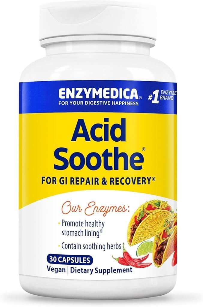 Enzymedica, Acid Soothe, Support for Occasional Heartburn, 31- 1 Formel med enzymer & beroligende urter, 30 Greve
