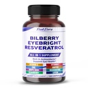 All- in-1 Bilberry Eyebright Astaxanthin Elderberry Resveratrol Supplement - rig på antioxidanter & støtter Eye Health - Lavet i USA -150 kapsler