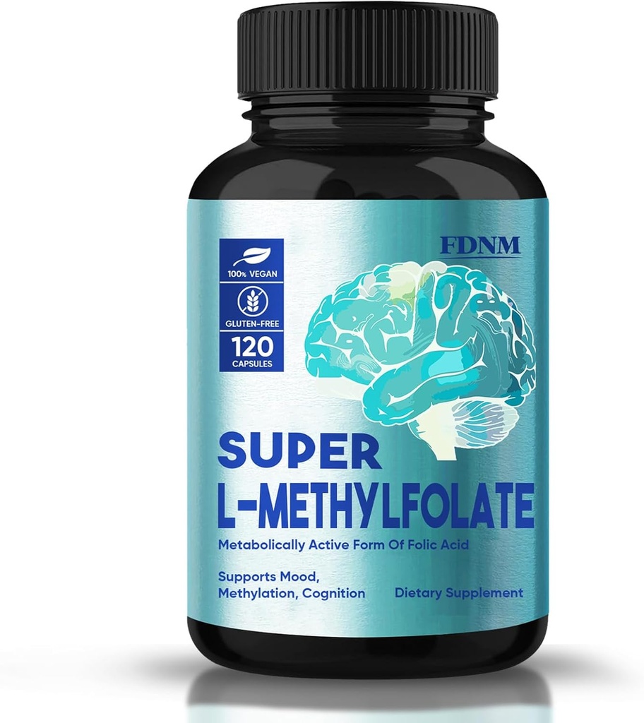 L Methylfolat 15mg, Professional Strength Methylfolat Supplement Support Mood, Nerve, Methylering, Optimeret L- Methylfolat Kapsler, Non- GMO, Gluten- Free, 5- MTHF, 120 Kapsler