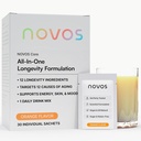 NOVOS Core Longevity Mix, Anti- Aging Supplement, Drink Powder Packet Orange Flavor - Skin Support, Energi, Mood, Sove og Kognition Support - 30 Serveringer
