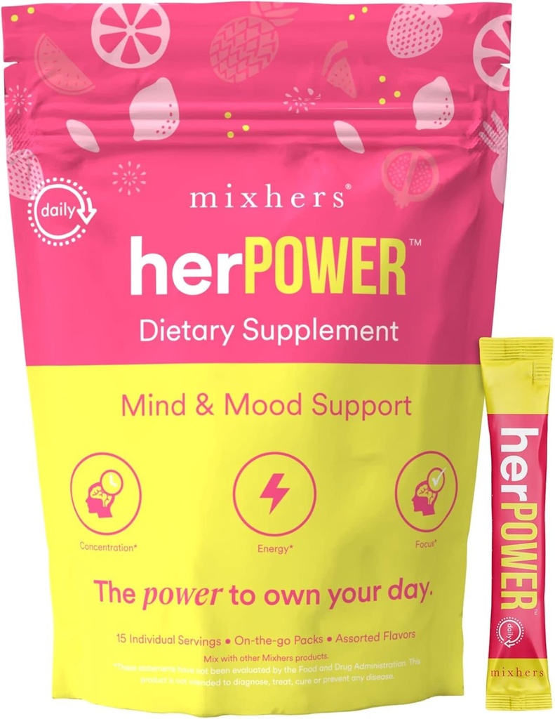 MIXHERS Focus Brain Support Supplement 124; Coffeine- Free Note 124; Natural Ingredients for Cognitive Clarity, Concentration, & Hydration; 124; Pineapple Berry Flavor