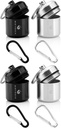 Bærbar Keychain Pill Holder sag for runde Glucose tabletter & kritisk medicin - Discreet vandtæt Key Chain Pill Container Carrier med stærke carabiners - Aluminium Alloy Pill Fob Box - 4 Pack