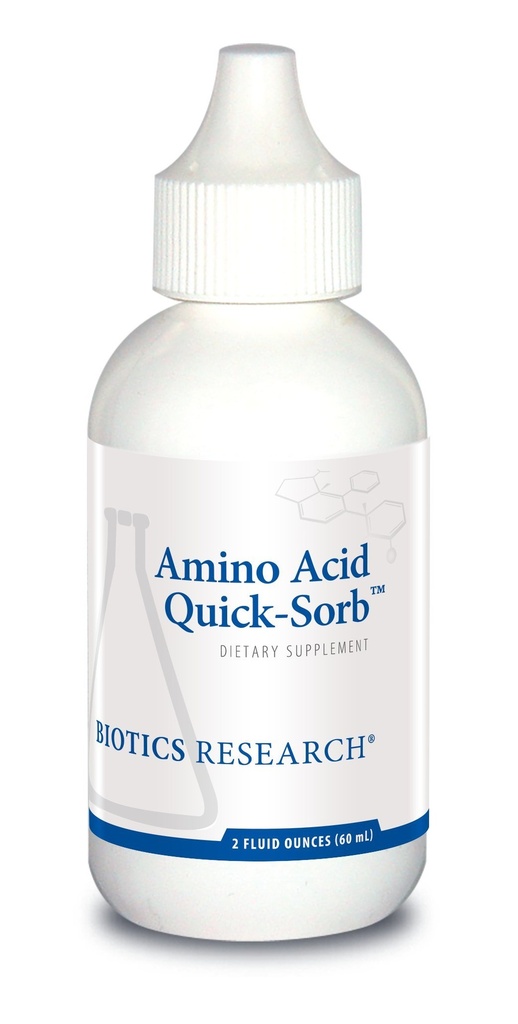 Bioteknologi Forskning Aminosyre Quick Sorb Flydende Formel, stærkt Absorberet, Glycin, L Alanine, L Arginin HCl, L Lysin HCl, L Prolin, L Histidine HCl, L Serine, L Threonin, L Valine, 2 Fluid Ounces