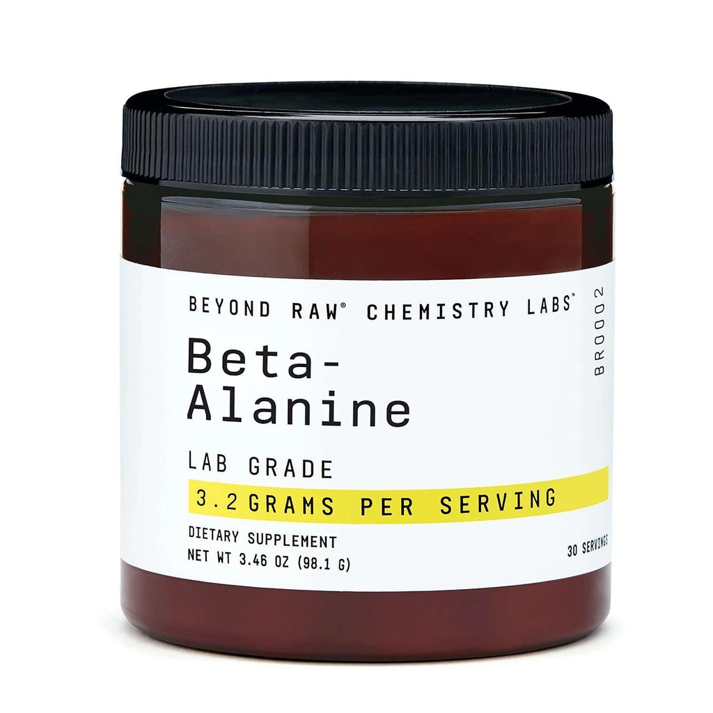 BEYOND RAW Kemi Labs Beta- Alanine Powder, Øger workout ydeevne og reducerer muskelømhed, 30 Servere