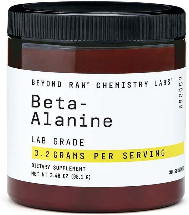 BEYOND RAW Kemi Labs Beta- Alanine Powder, Øger workout ydeevne og reducerer muskelømhed, 30 Servere