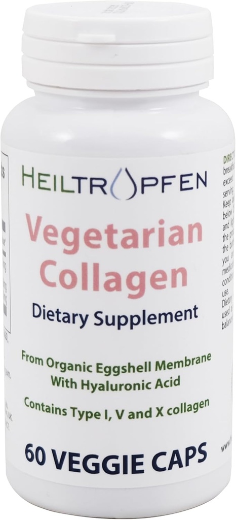 Heiltropfen Collagen Vegetar kapsler 124; fra Organic Egggshell Membrane 124; Type 1, 5 og 10 Kollagen Mester124; med Hyaluronsyre; 60 Kapsler Mester124; Kosttilskud