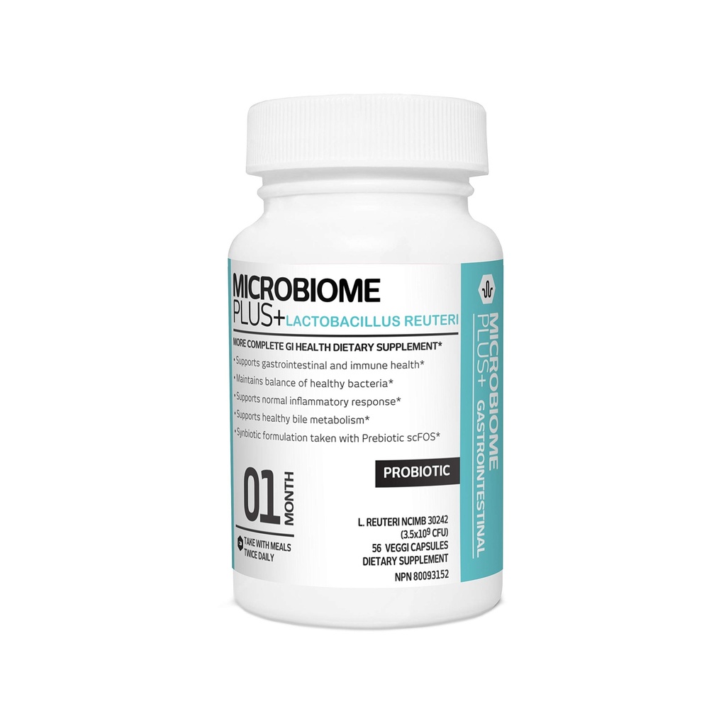Mikrobiom Plus Gastrointestinal Probiotika L Reuteri NCIMB 30242 GI fordøjelsestilskud Capsule, Allergy Safe & Gluten Gratis for mænd og kvinder (1 måned Tilgang)