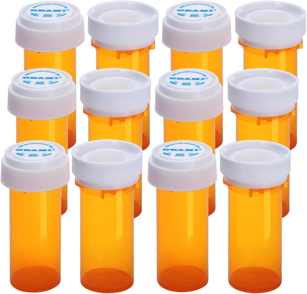 Plastic Tomme Pill flasker med dobbelt sidet brug (barn resistent & let åben) Caps - Medicin Container Pill sag Dispenser Arrangører (8 Dram, 12pcs)