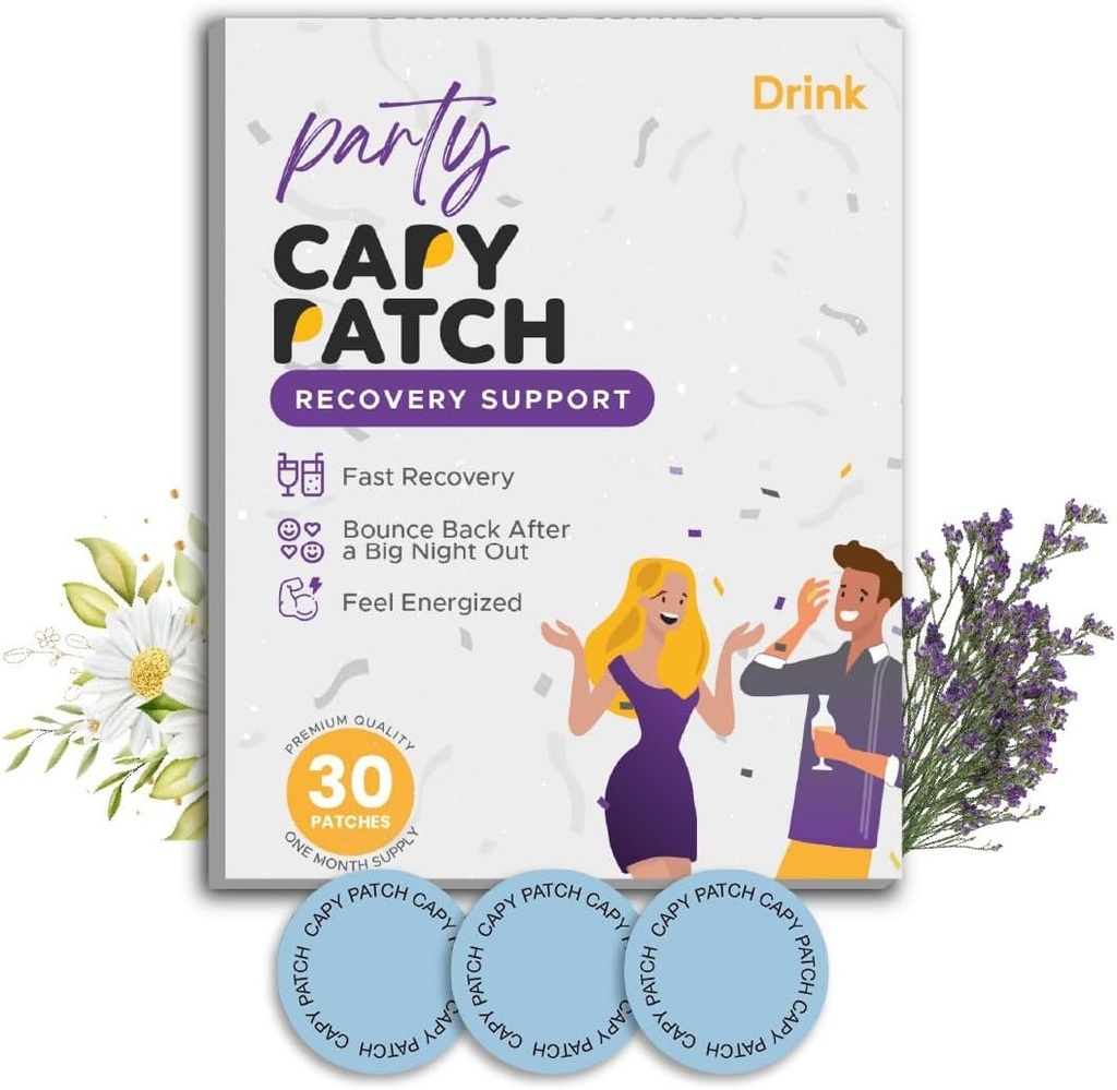 Party Capy Patch Recovery Patches (30- Pack) Budd124; Natural Patch med B12, C-vitamin & Green Tea Budd124; Feel Energized Efter en stor nat uden - for uforglemmelige nætter og produktive morgener