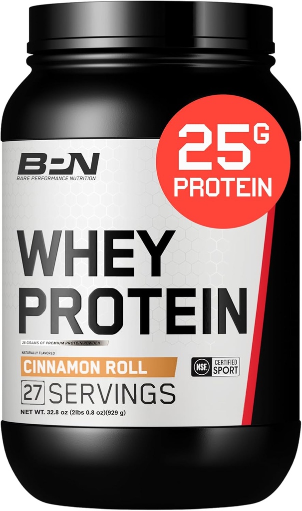 BARE YDEEVNE NETRITION, BPN Whey Protein + Casein Protein Powder Blend, Cinnamon Roll 25g Protein pr Servering Understøtter Lean Muscle Recovery, 27 Servering, Tredjeparts testet