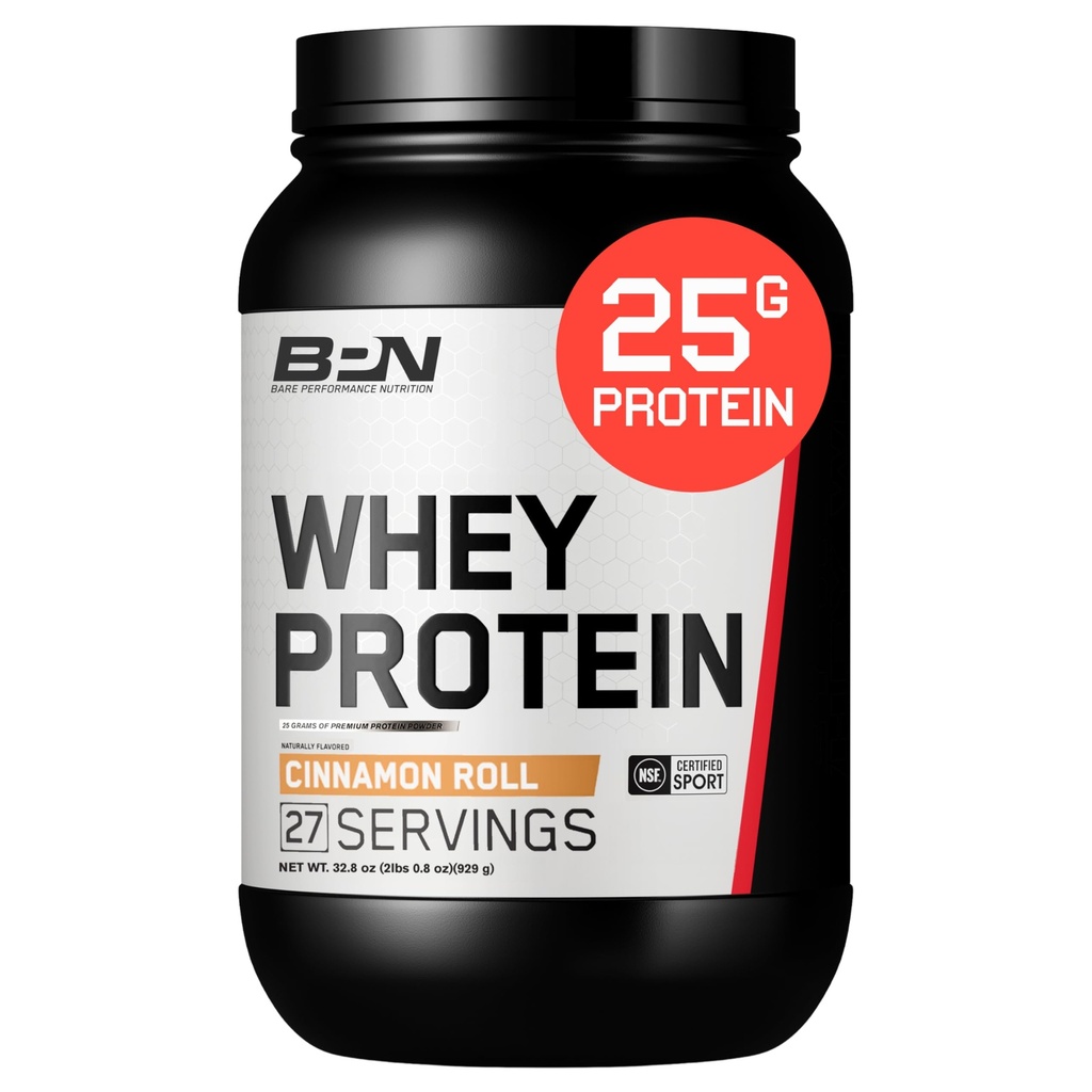 BARE YDEEVNE NETRITION, BPN Whey Protein + Casein Protein Powder Blend, Cinnamon Roll 25g Protein pr Servering Understøtter Lean Muscle Recovery, 27 Servering, Tredjeparts testet