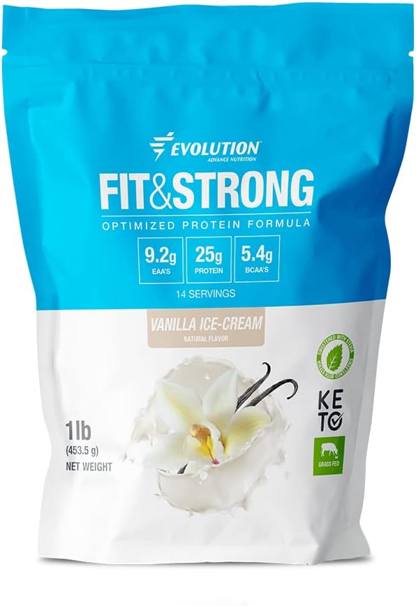 Evolution Advance Nutrition Grass Fed 100% Whey Protein Powder - Pure Protein Powder med BCAA, hurtig Absorbing og hurtig fordøjelse for Optimal Muscle Recovery - 1 Pound (Vanilla)