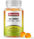 NAC Gummies Sugar Free, N Acetyl Cysteine NAC Supplement 1000mg for antioxidanter, Lung & Lever Health, immunsupport, Vegan Orange Flavor, 60ct